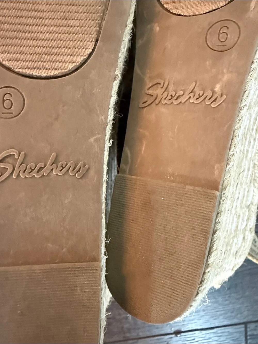 Skechers Beige Espadrille Wedge Sandals with Cutout Detail 6